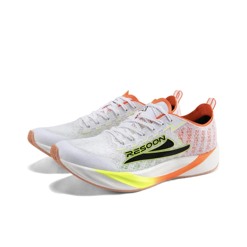 RESOON Cushioning Anti-Slip And Wear-Resistant Low-Top Training Running Shoes Unisex White Orange-1
