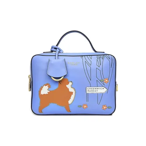 RADLEY Cow Leather Box Bag Lunch Box Bag Handbag Medium Size Women's Blue