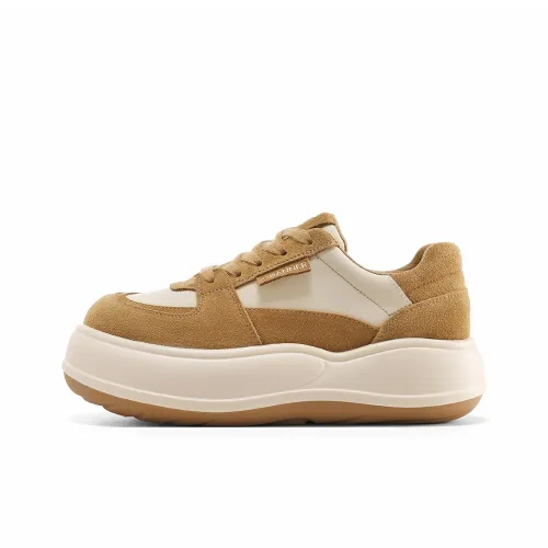 C°BANNER Height Increasing Low Top Chunky Sneakers Women's Beige Brown