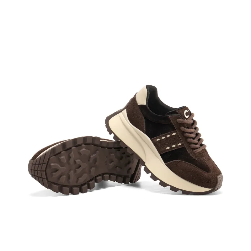 C°BANNER Height Increasing Low Top Chunky Sneakers Women's Coffee-4