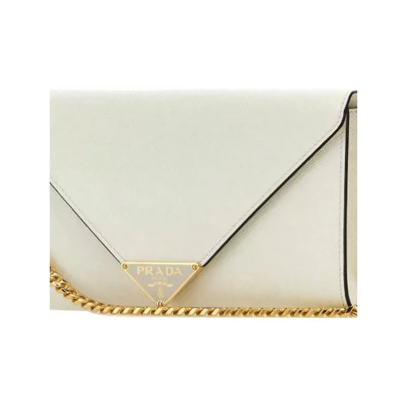 PRADA Calfskin Shoulder Bag Crossbody Bag Wallet Women's White-2