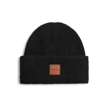 COACH Sheep Wool Polyamide Alpaca Beanies Unisex Black
