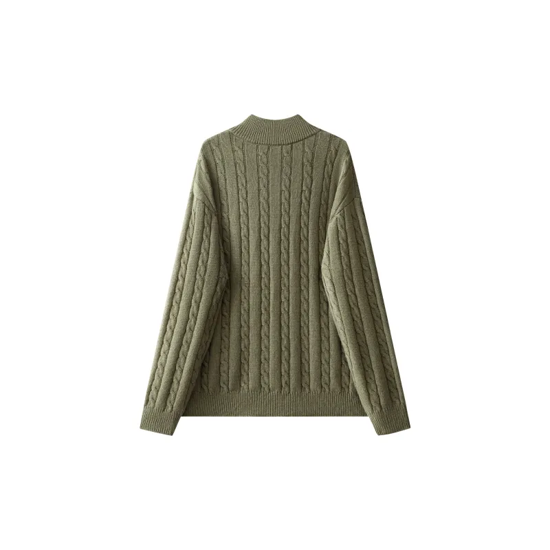 A.B.X Semi-Open Collar Stand Collar Pullover Knitwear Sweater Unisex-7