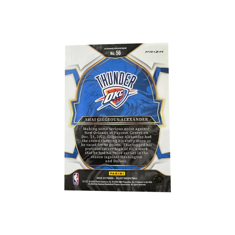 PANINI Thunder Team Core Alexander SGA Select Collection Green Waterfall Fold Player Card Sports Cards 1 Pc-1