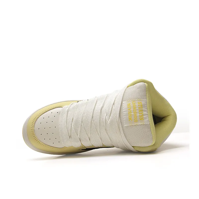 STUR YSN Wear resistant And Lightweight High Top Skateboard Shoes Unisex White Light Yellow-6