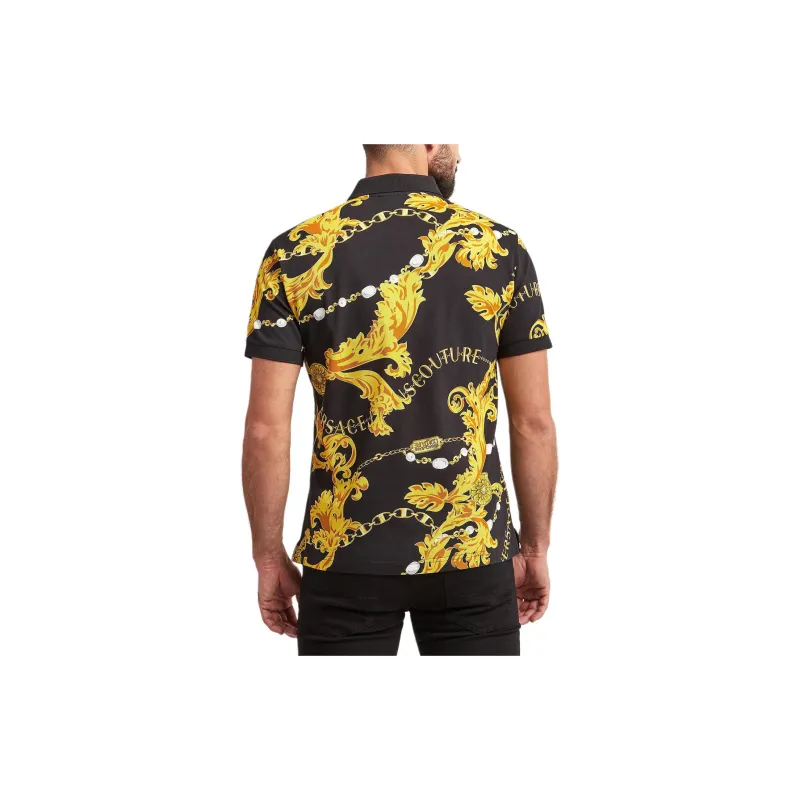 VERSACE JEANS COUTURE Baroque Printed Short Sleeved Polo Shirt-3