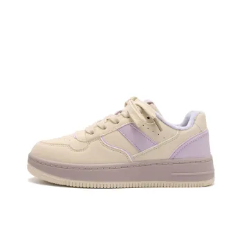 HUANQIU Height Increasing Warmth Low Top Skateboard Shoes Women's Beige Purple