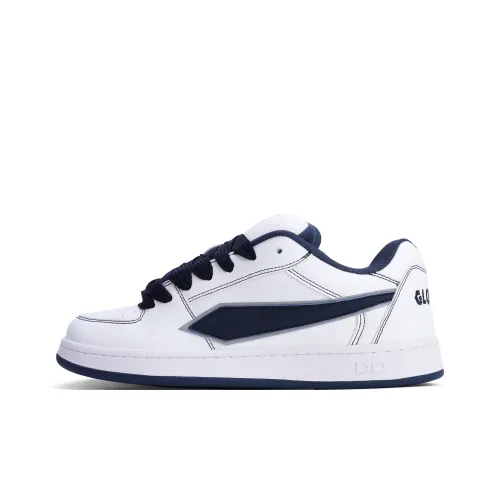 GLO BULL Skateboard Shoes Unisex Low Top White Dark Blue Thread