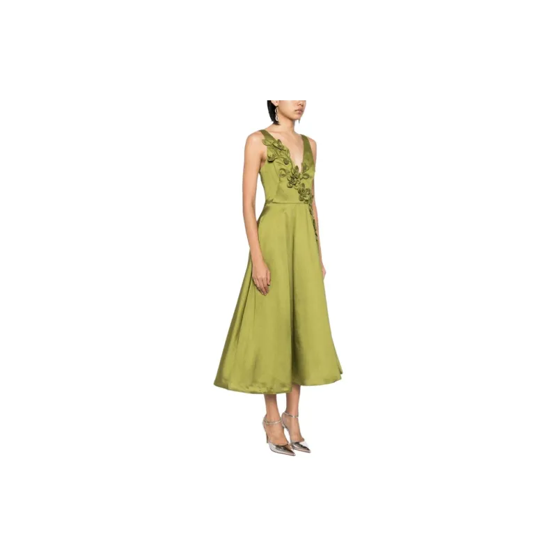 Marchesa Notte Floral Mikado Midi Dress-2
