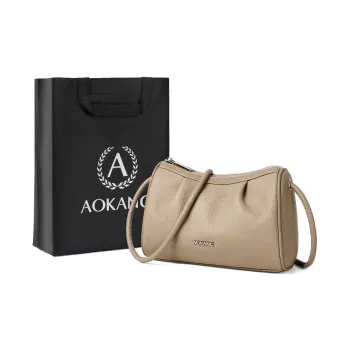 AOKANG Cow Leather Pillow Bag Crossbody Bag Regular Women's Elephant Gray/Classic Black/Milkshake White