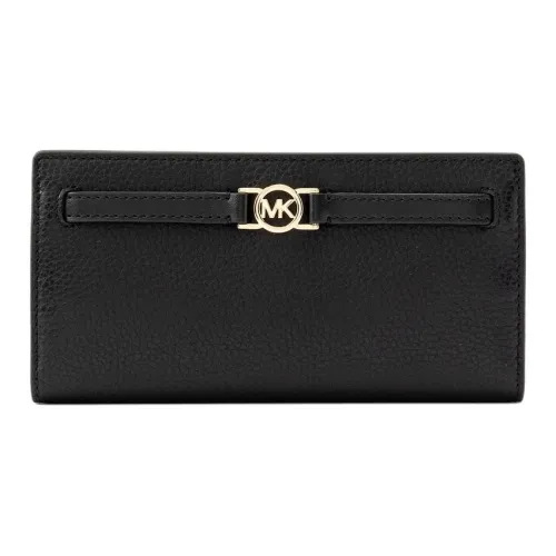 MICHAEL KORS Cow Leather Wallet Large Size Women's Black