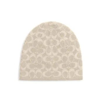COACH Acrylic, Sheep Wool Beanies Unisex Beige