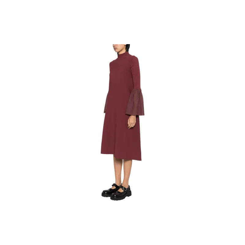 CFCL Pottery Lucent Glitter Long Bell Sleeve Flare Dress-3