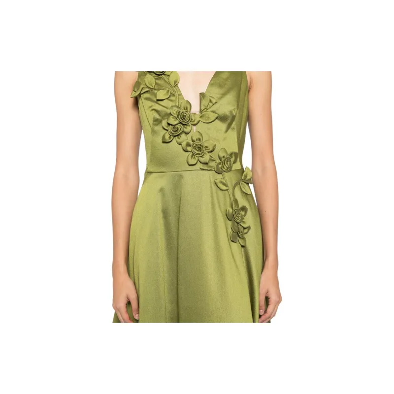 Marchesa Notte Floral Mikado Midi Dress-4