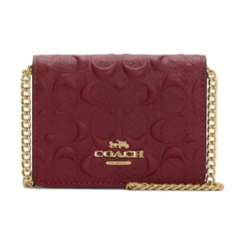 COACH Calfskin Crossbody Bag, Wallet Mini Women's Cherry