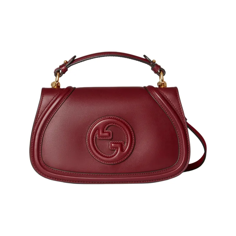 GUCCI Blondie Leather Shoulder Bag Crossbody Bag Handbag Small Size Women's Red-0