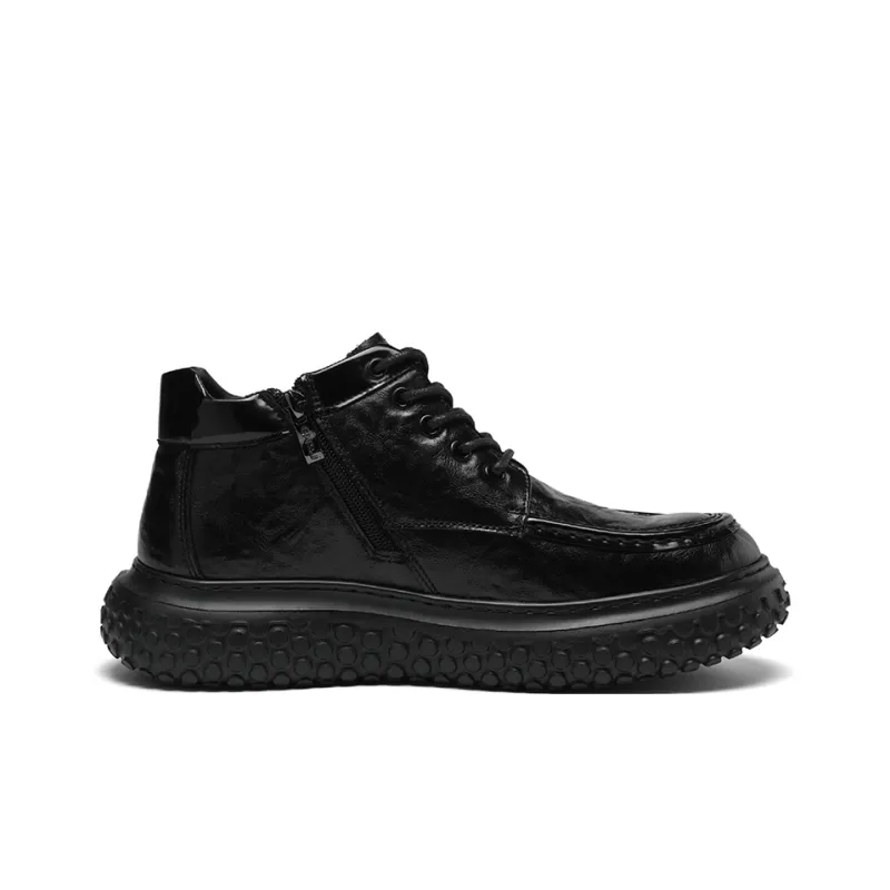 G.N.SHIJIA Wear Resistant Wide Coverage Lightweight Mid Top Casual Shoes Men's Black-3