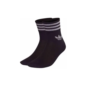 Adidas Originals Clover Series Mid Calf Socks Unisex 2 Pack Black