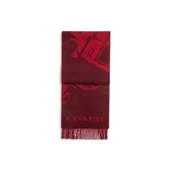 COACH Cashmere Knit Scarves Unisex Red