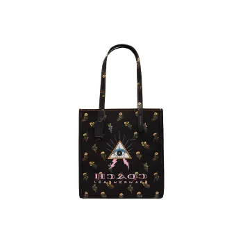 COACH Eco-Friendly Material Canvas Canvas Bag Tote Bag Shopping Bag Handbag Shoulder Bag Large Size Women's Black