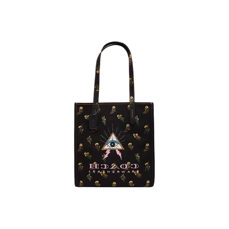 COACH Eco-Friendly Material Canvas Canvas Bag Tote Bag Shopping Bag Handbag Shoulder Bag Large Size Women's Black-0