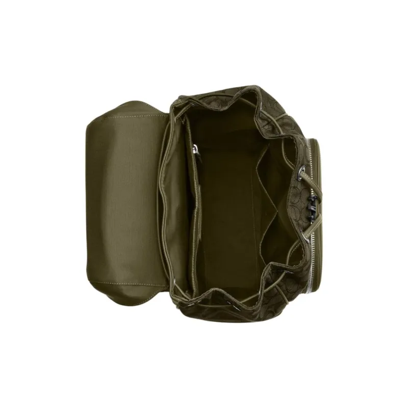 COACH Cow Leather Backpack Unisex Gray Olive-2