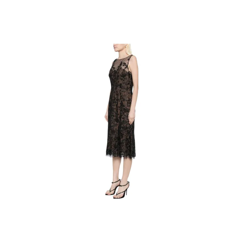 Marchesa Notte Floral Embroidery Midi Dress-3