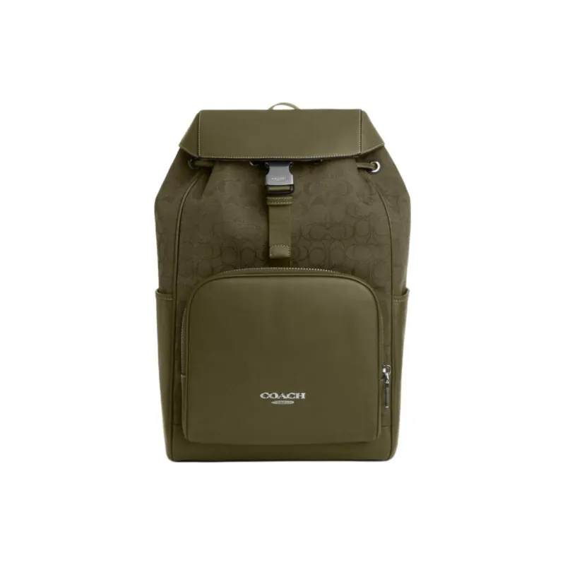 COACH Cow Leather Backpack Unisex Gray Olive-0