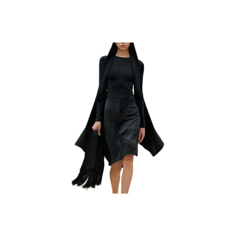Burberry Flag Intarsia Satin Skirt 'Black'-5
