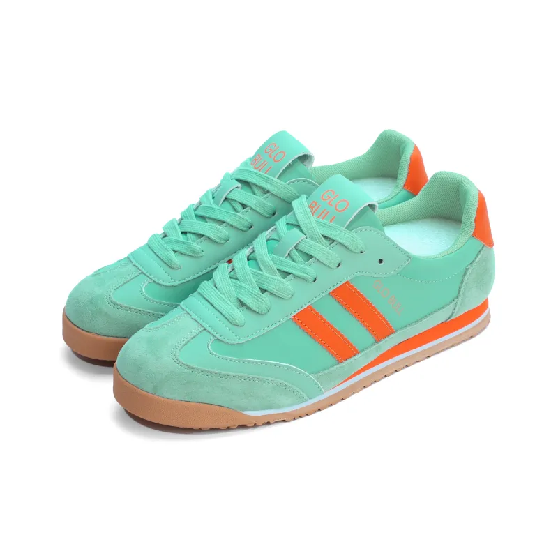 GLO BULL Skateboard Shoes Unisex Low Top Green Orange-2