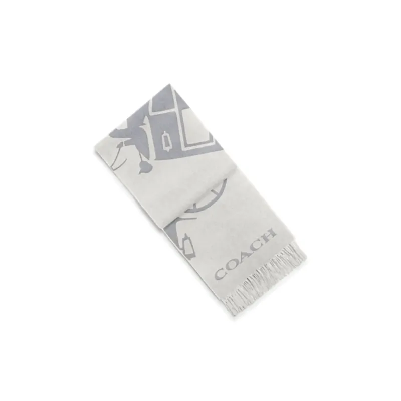 COACH Cashmere Knit Scarves Unisex Gray-2