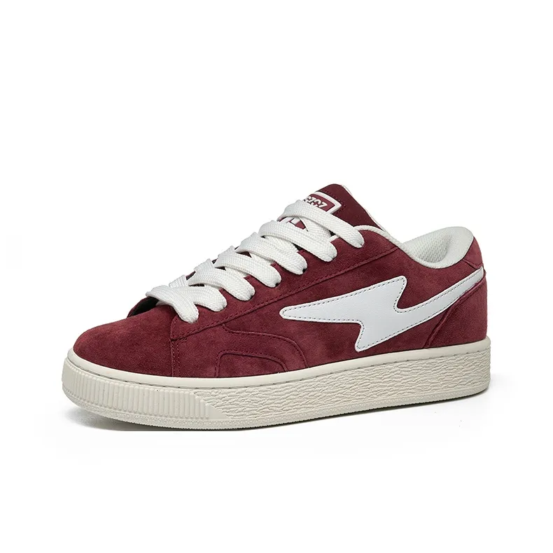 GZOZ Anti Slip And Wear Resistant Lightweight Low Top Skateboard Shoes Unisex Bordeaux Burgundy-1