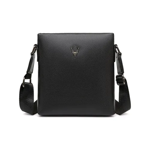 Mulinsen Cow Leather Daypack Shoulder Bag Regular Men's Black