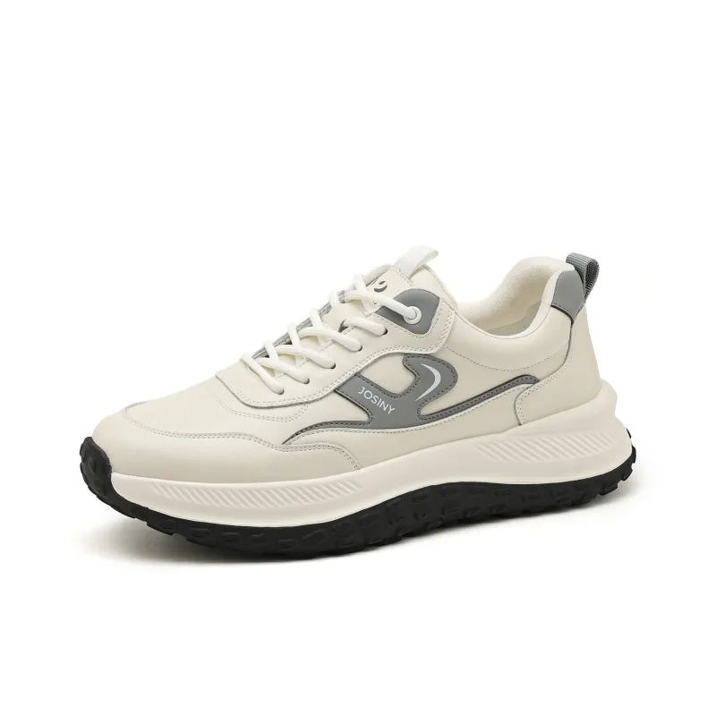 JOSINY Slip Resistant Water Resistant Wear Resistant Support Height Increasing Low Top Chunky Sneakers Men's-1