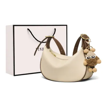 VINEY Cow Leather Crossbody Bag Shoulder Bag Dumpling Bag Small Size Women's Caramel