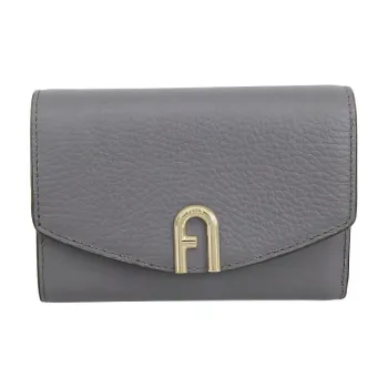Furla Primula Leather Wallet Small Size Women's Gray