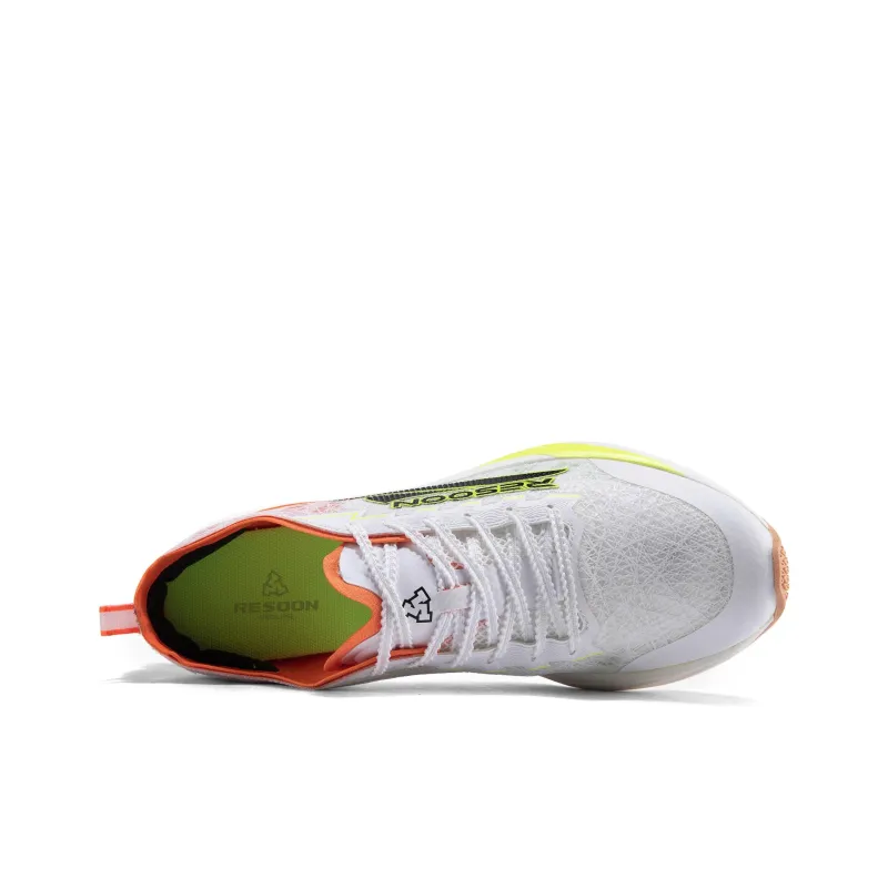 RESOON Cushioning Anti-Slip And Wear-Resistant Low-Top Training Running Shoes Unisex White Orange-3
