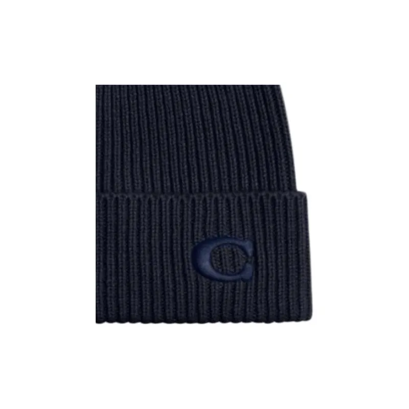 COACH Sheep Wool Beanies Unisex Blue-2