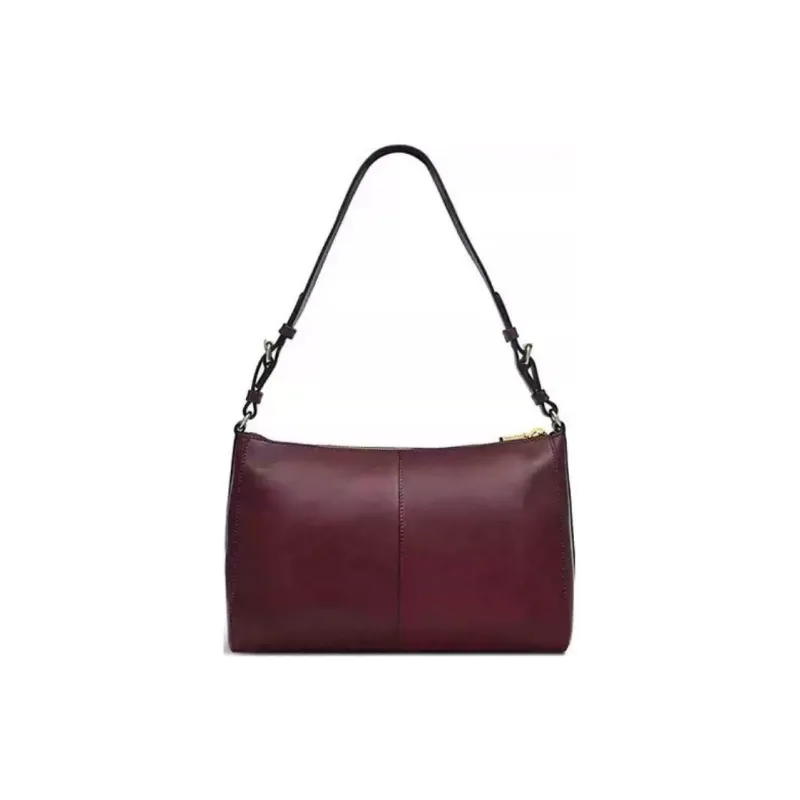 RADLEY Cow Leather Crescent Bag Shoulder Bag Medium Size Women's Red Brown-1