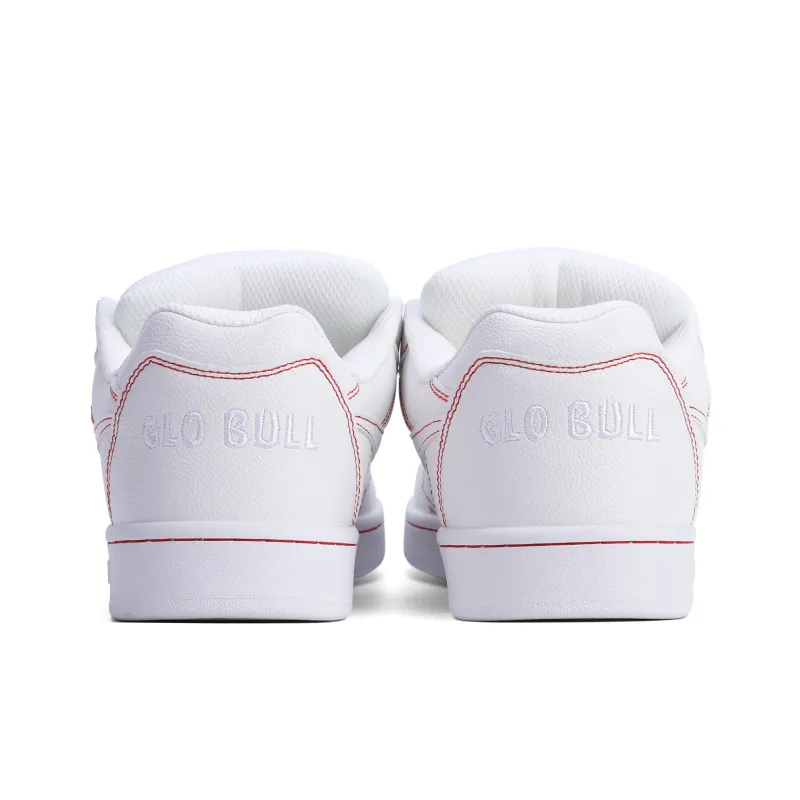 GLO BULL Skateboard Shoes Unisex Low Top White Red Stitching-4