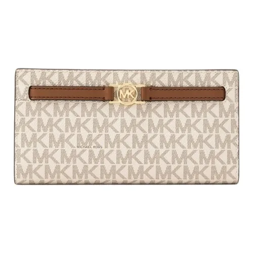 MICHAEL KORS Coated Canvas Wallet Large Size Women's Vanilla White