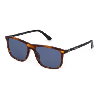 Police Polycarbonate Metal Square Sunglasses Men's Tortoiseshell
