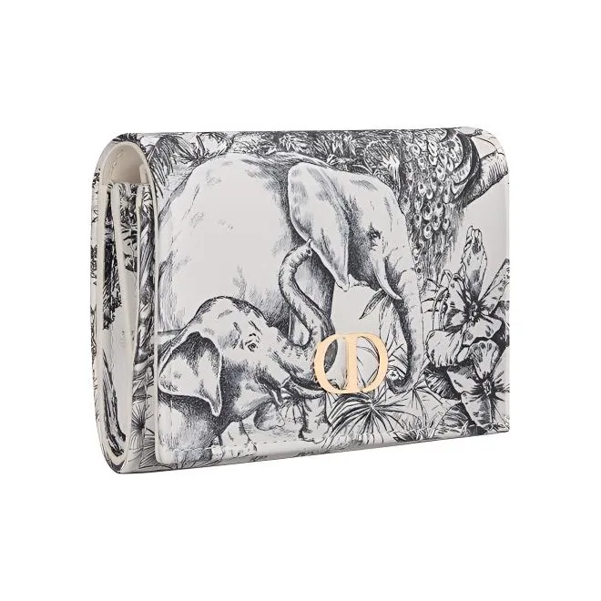DIOR Caro Calfskin Wallet Extra Small Women's White/Black-1