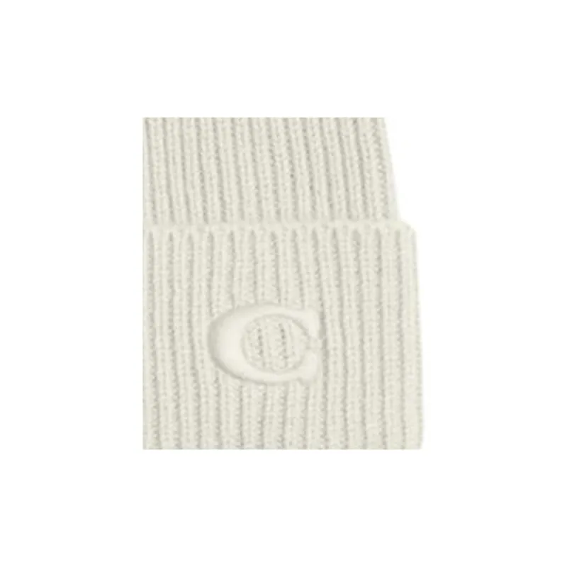 COACH Sheep Wool Beanies Unisex White-2