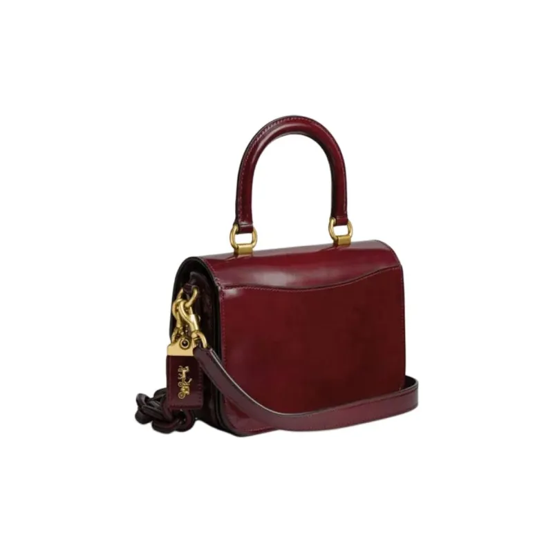COACH Rogue Cow Leather Crossbody One Shoulder Handbag Trumpets Women's Dark Red Gemstone Color-1