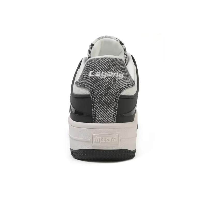 Lin Feng Shock Absorbers Low Top Skateboard Shoes Unisex Denim Gastrodia Black-2