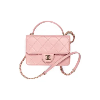 CHANEL 21B Fall Calfskin Handbag, Shoulder Bag, Crossbody Bag Trumpets Women's Dark Pink