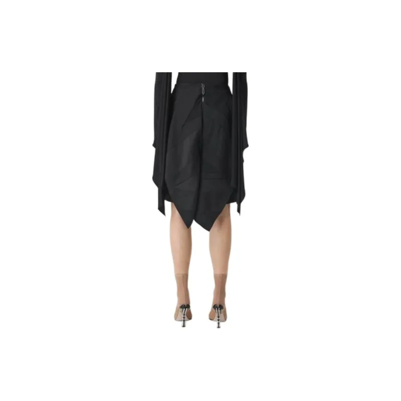 Burberry Flag Intarsia Satin Skirt 'Black'-6