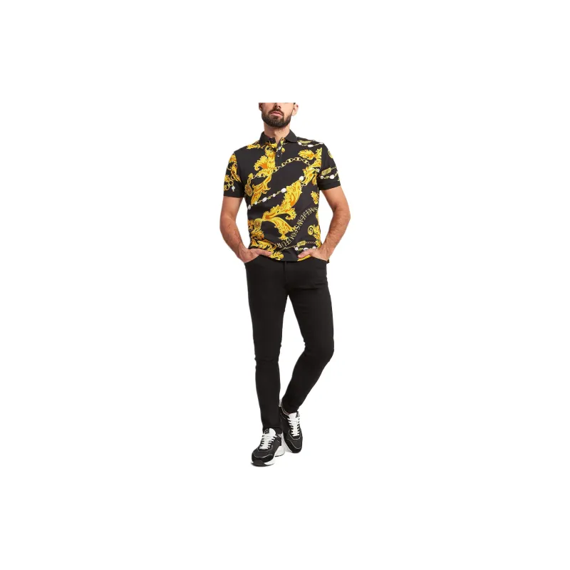 VERSACE JEANS COUTURE Baroque Printed Short Sleeved Polo Shirt-5