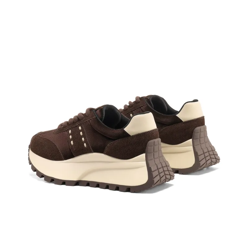 C°BANNER Height Increasing Low Top Chunky Sneakers Women's Coffee-2